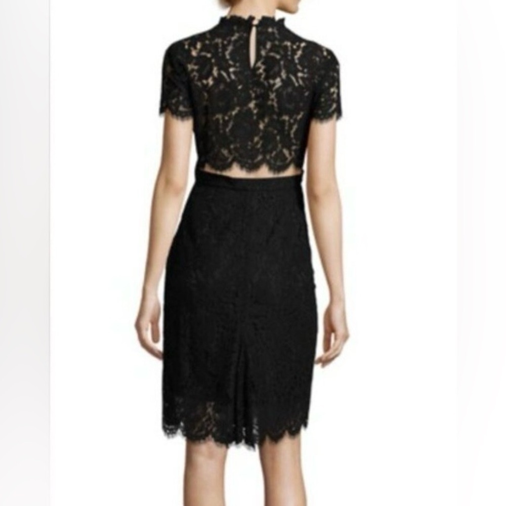 Diane Von Furstenberg "Alma" Black Lace Cutout Back Dress, size 14